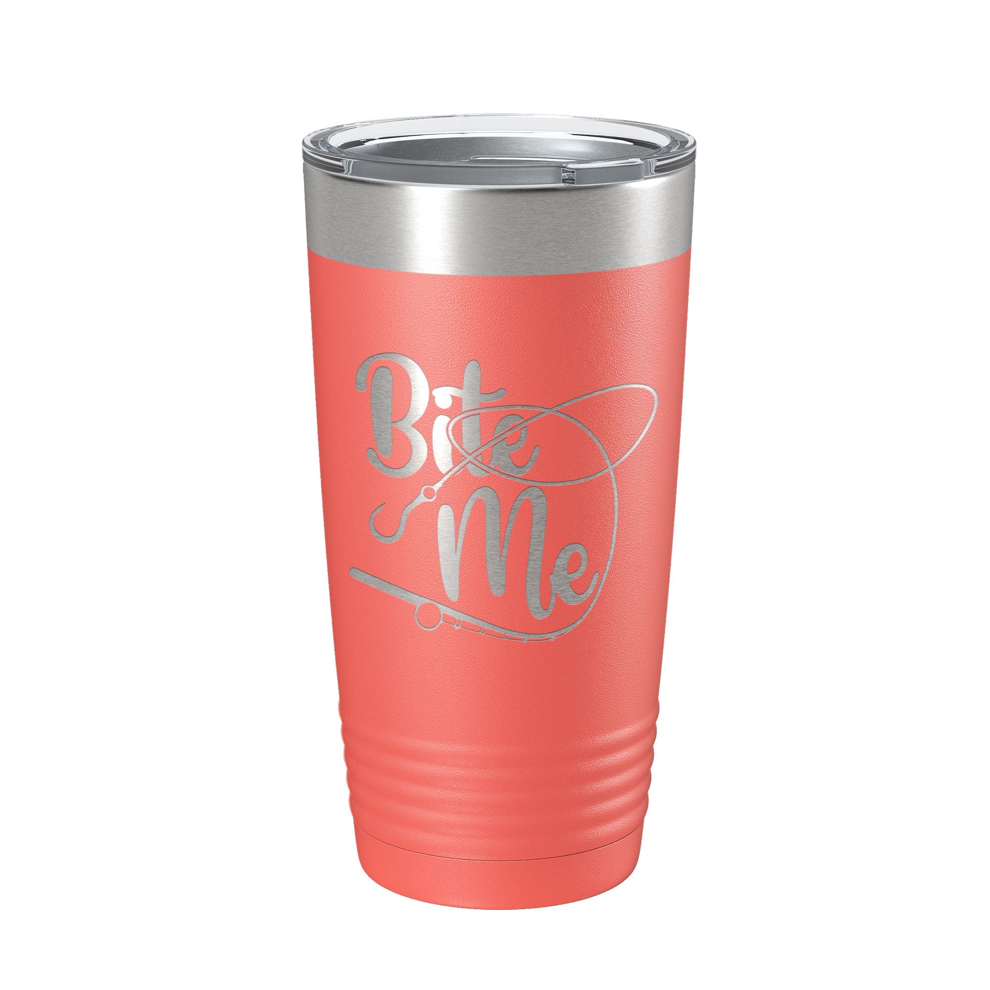 Fishing Tumbler Funny Bite Me Travel Mug Insulated Laser Engraved Coffee Cup Funny Gift For Angler Bass Fisherman 20 oz