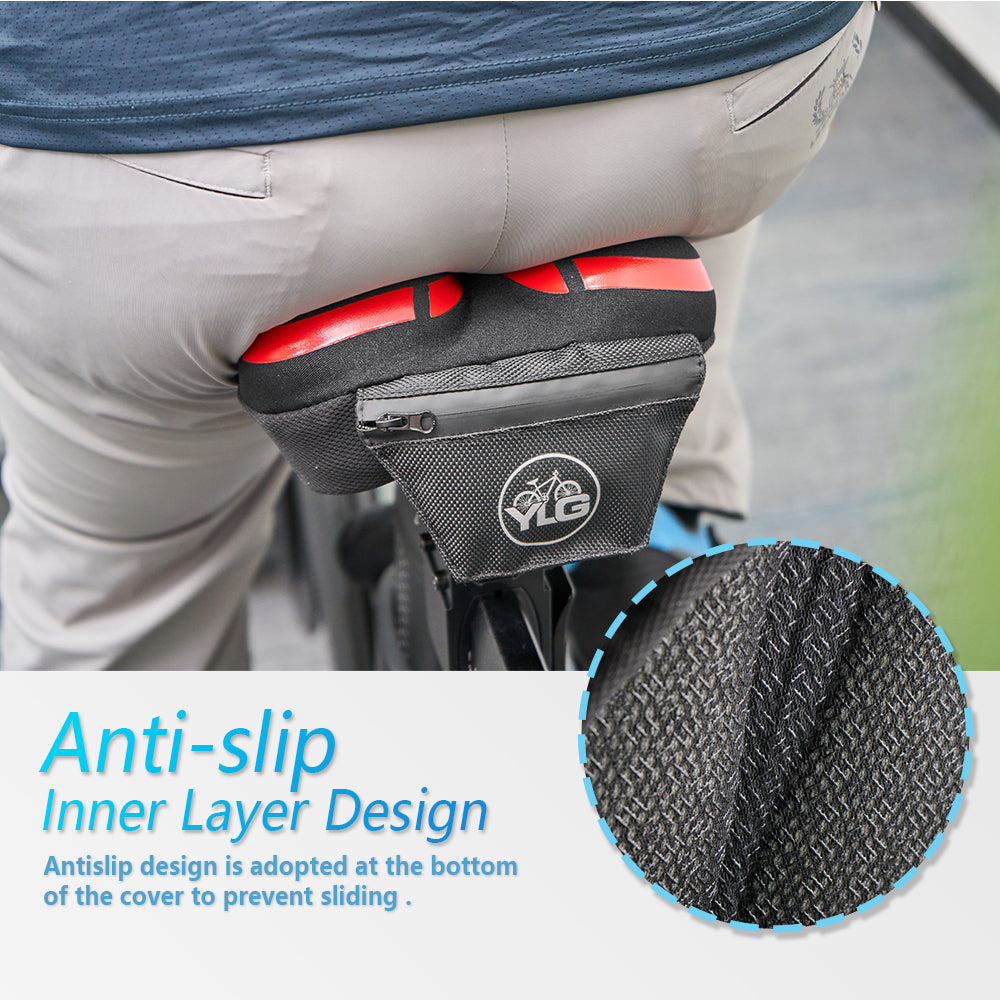 YC 5, YLG Red Memory Foam Bike seat Cover 11" x 7" Red