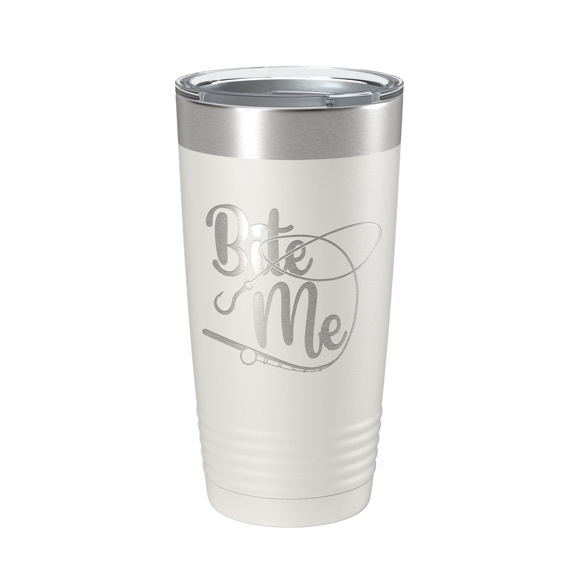 Fishing Tumbler Funny Bite Me Travel Mug Insulated Laser Engraved Coffee Cup Funny Gift For Angler Bass Fisherman 20 oz