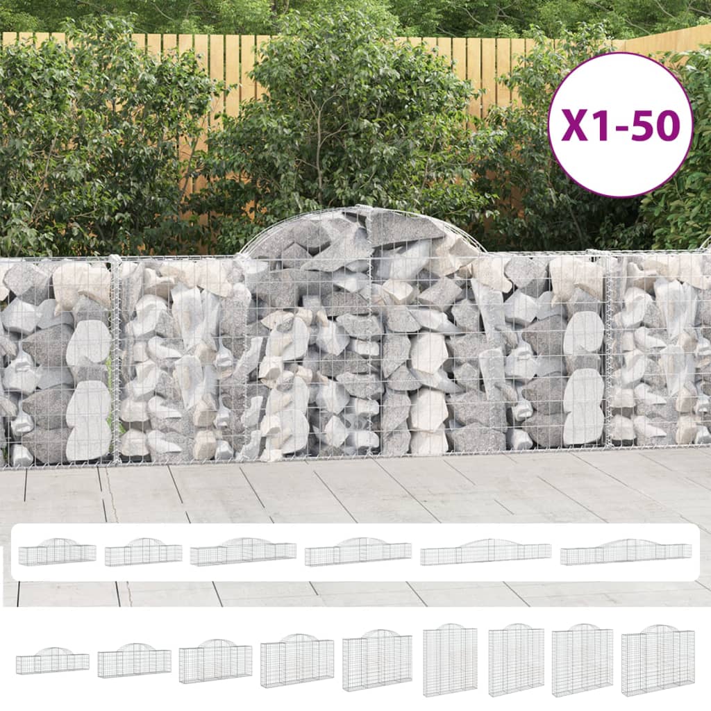 vidaXL Arched Gabion Baskets 5 pcs 78.7"x19.7"x15.7"/23.6" Galvanized Iron